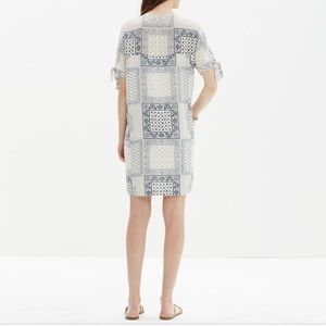 madewell Silk Tie-sleeve Dress In Bandana Mix